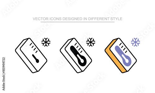 Thermometer icon set in different style with white background illustration