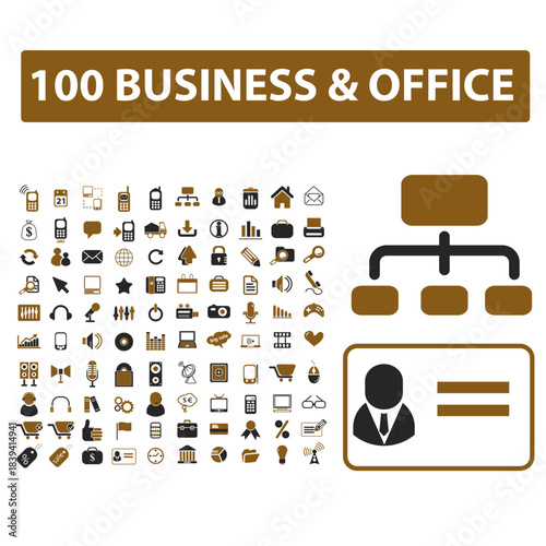 Icon set one hundred business and office icons set vector illustration set of icon