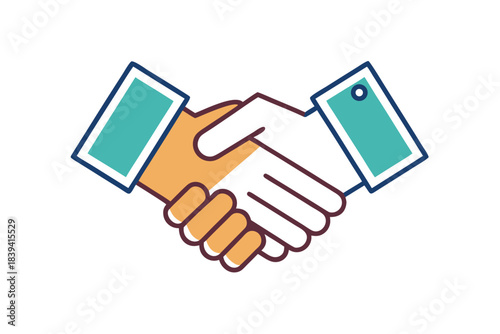Simple and clean handshake line-art icon representing partnership, teamwork, agreement, and business collaboration. Ideal for use in corporate branding, presentations, websites, mobile apps, marketing