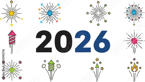 Happy New Year 2026 illustration Vector party 