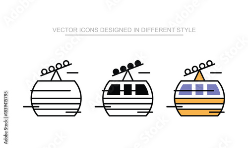 Ski Lift vector icon stock isolated on white sheet