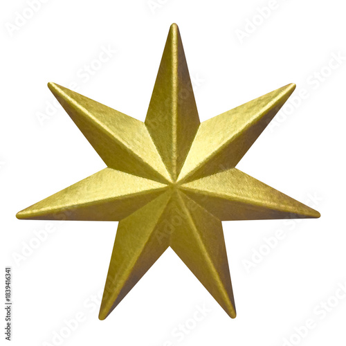 Golden Christmas star isolated on white background
