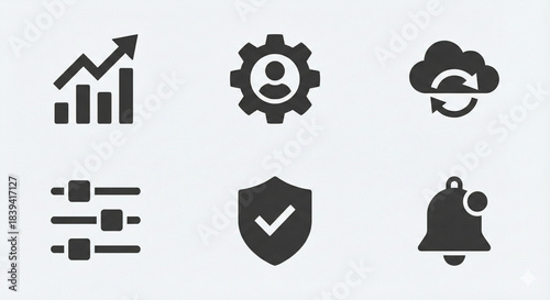 Dashboard UI Icon Set Vector SaaS Web Interface Admin Panel Analytics Settings User Cloud Security App Navigation Menu Graph Chart Data Statistics Internet Software System Technology Computer Screen