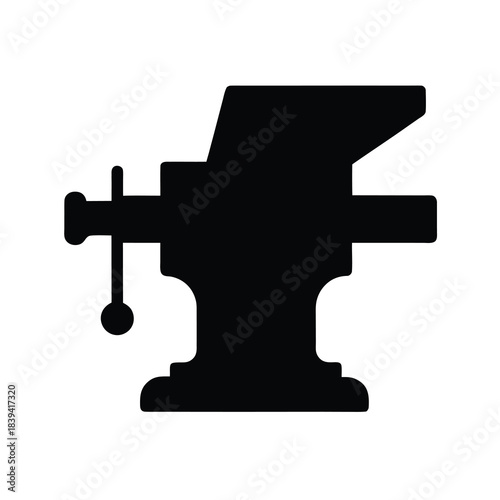 Anvil vise icon in solid black color isolated against a clean white background