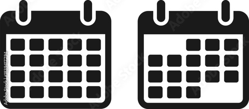 Two simple black and white calendar icons side by side