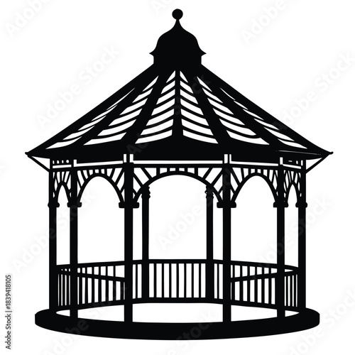 Gazebo silhouette vector illustration isolated on white background for outdoor park element