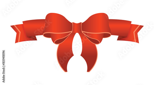 red ribbon bow, red satin ribbon and bow vector illustration
