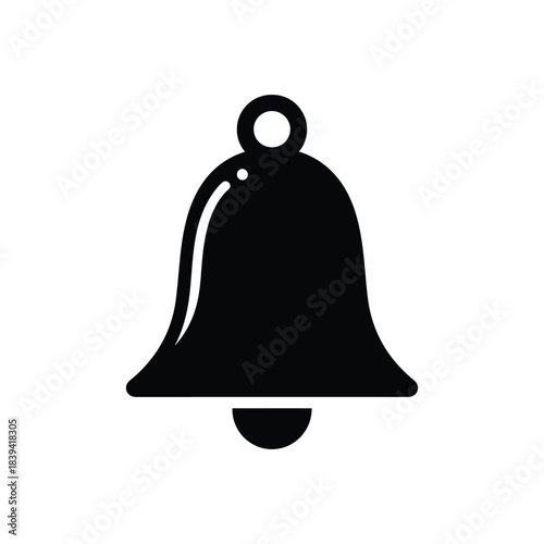 Simple black bell icon for notifications, alerts, reminders, and important updates on digital interfaces applications.
