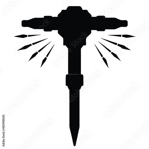 Jackhammer silhouette icon vector illustration isolated on white background jackhammer symbol concept