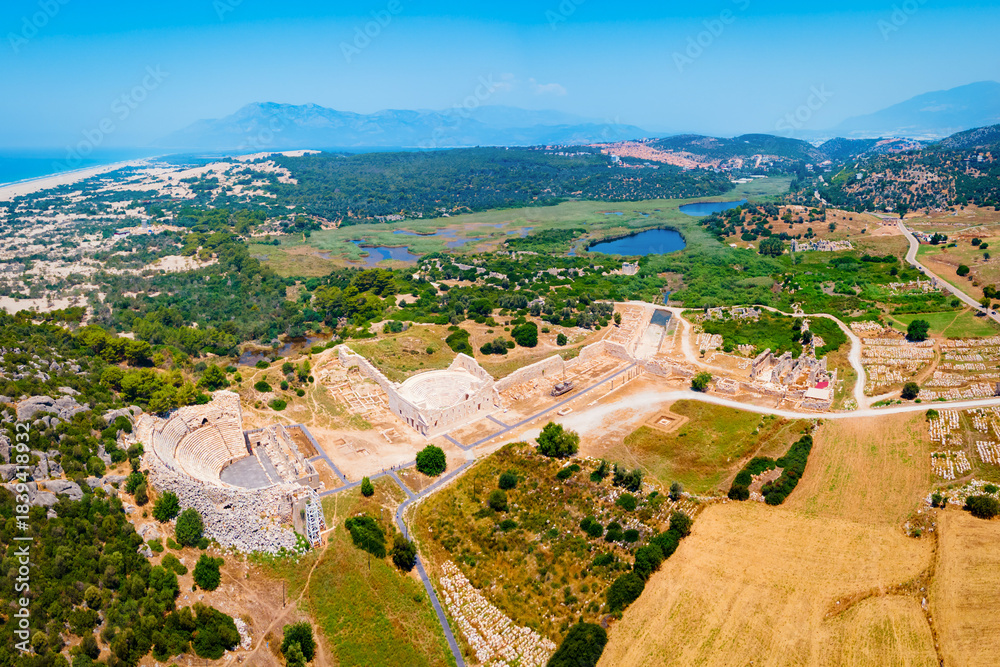 Fototapeta premium Patara ancient city aerial panoramic view, Turkey