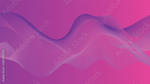 An abstract purple background vector features a smooth flow of pink and blue waves with artistic swirl patterns and light motion lines for an elegant wallpaper design
