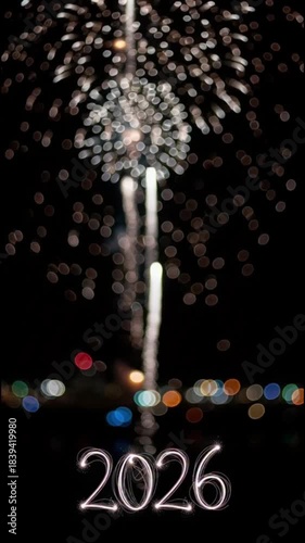 Spectacular Blurred Fireworks Display Illuminating the Night Sky for 2026 Celebration