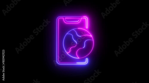 Glowing neon line Soccer football betting money icon isolated on black background.  neon smart phone with football icon. HD motion graphic video .