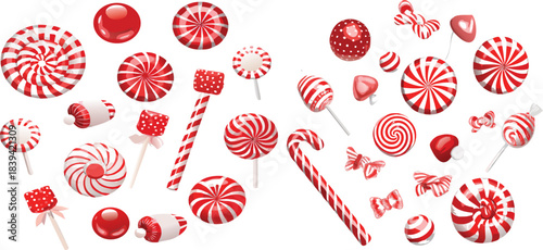 Candy canes red clipart set