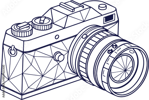 Low poly style camera white