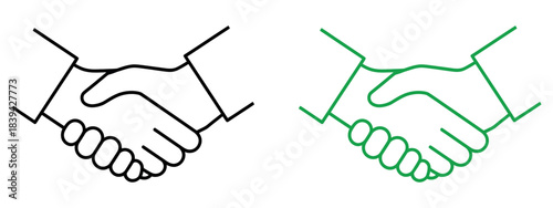 Successful Business Deal Thin Line Vector. Contour symbol representing Partnerships, Agreement, and Mutually Beneficial Deals. Vector isolated outline drawing with an editable stroke.