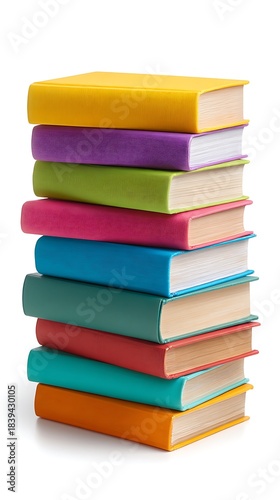 Wallpaper Mural Stack of Colorful Hardcover Books Isolated on White Background Learning and Knowledge Concept Torontodigital.ca