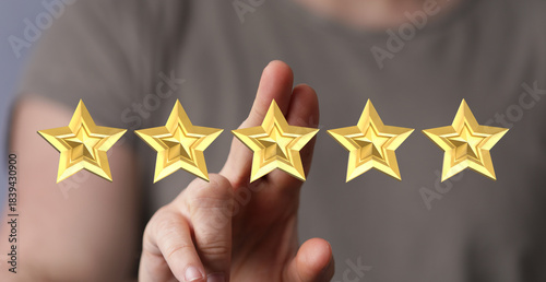 Person's hand touching five...