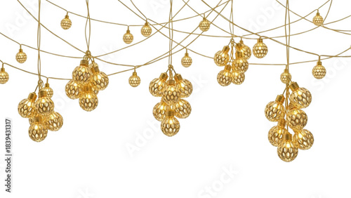 Golden Hanging Decorative Lantern Lights Vector Illustration for Christmas 