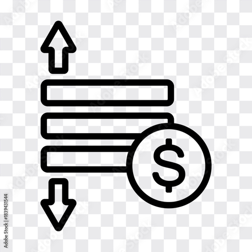 Vector symbol depicting financial growth and decline, business concept of economic design.