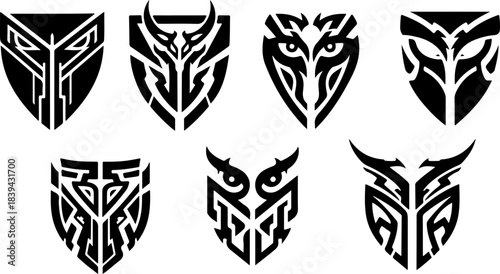 Tribal Warrior Mask Silhouette Design