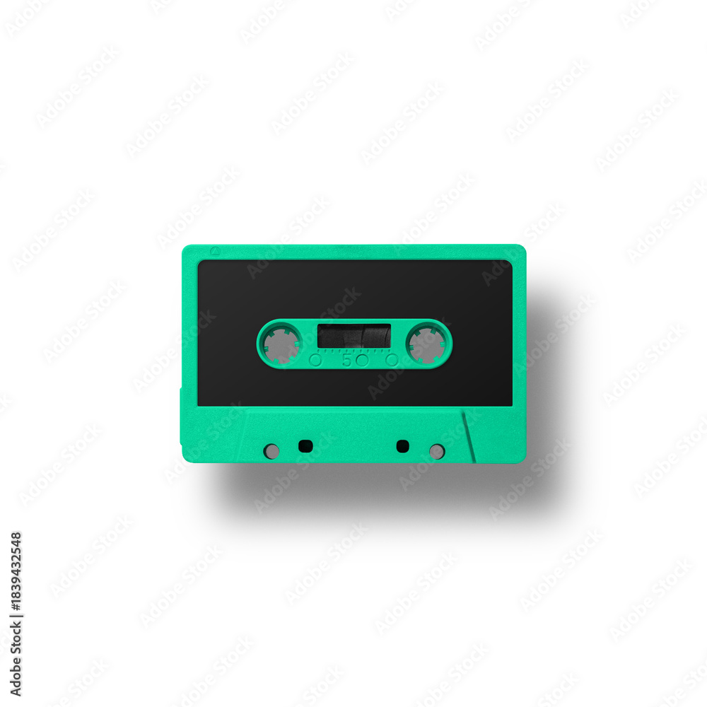 Fototapeta premium Colorful retro cassette tapes arranged over vibrant backgrounds, creating a nostalgic 80s and 90s aesthetic with bold, playful design