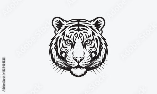 Tiger head silhouette vector illustration of a wild feline portrait
