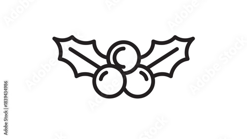 a striking black line art illustration of a holly sprig with berries and leaves ideal for winter designs on transparent background silhouette high quality professional detailed