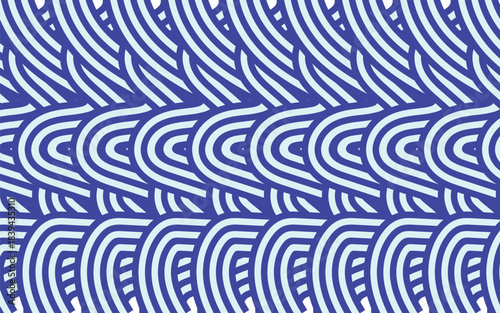 Blue Wavy Geometric Seamless Abstract Pattern Design with vector illustration