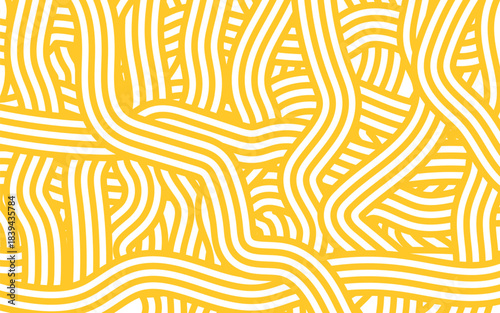 Abstract Yellow Spaghetti Noodle Line Pattern with vector illustration