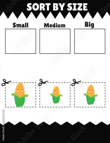 Sorting gnome characters by size activity for children