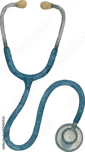 Vector watercolor illustration of a stethoskope