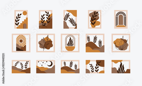 Bohemian Abstract Wall Art Collection with Earthy Tones