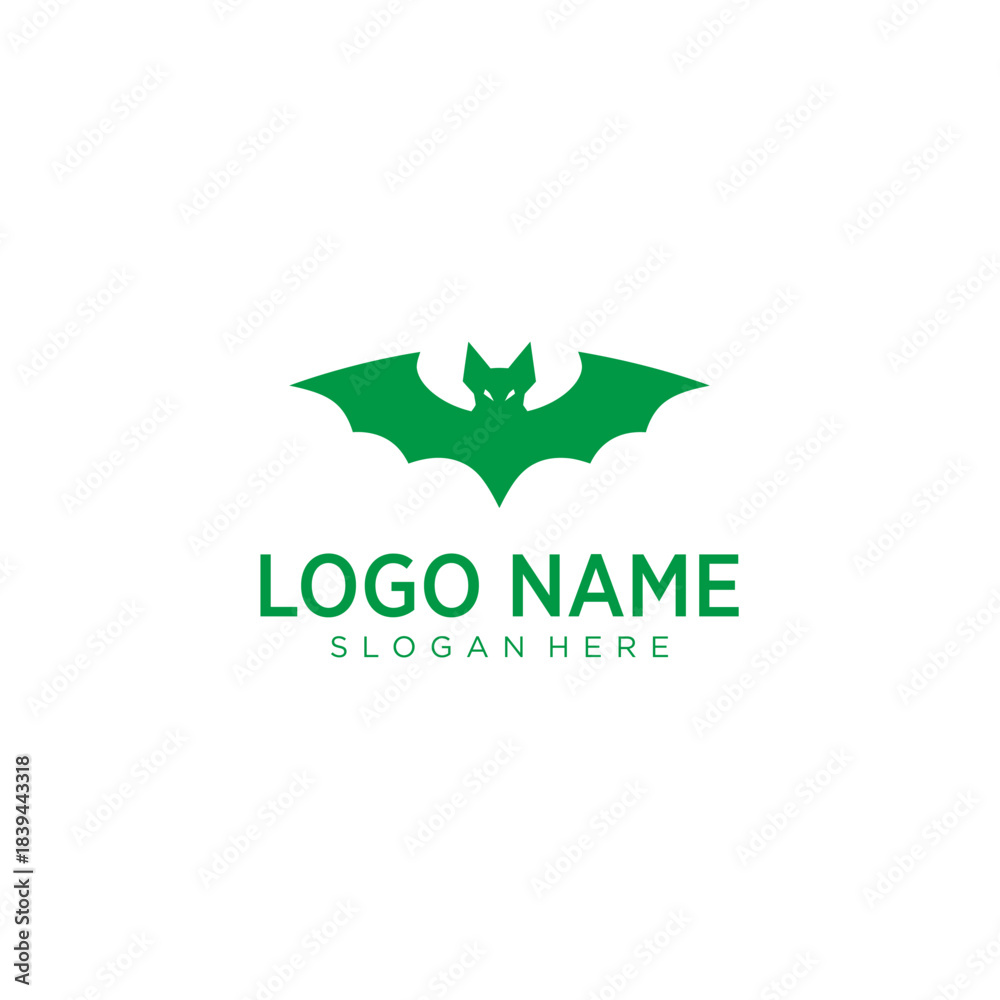 Fototapeta premium Green Bat Logo Emblem Design for Modern Branding and Identity with Minimal Silhouette Style Icon