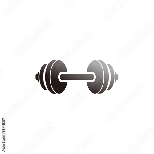 Minimalist black dumbbell icon symbolizing strength training, fitness equipment, gym exercise, and workout sport