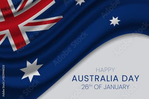 Happy Australia Day Background with Waving Australian Flag for 26th of January Celebration