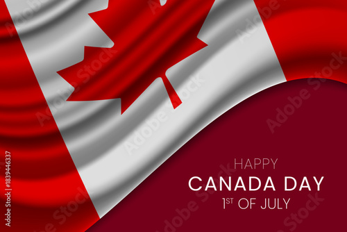 Happy Canada Day Background with Waving Canadian Flag for 1st of July Celebration