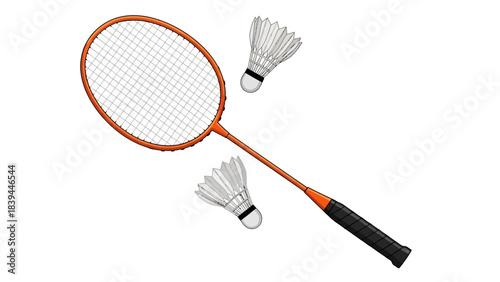 Badminton Racket and Shuttlecocks Isolated on White Background Sports Equipment for Active Lifestyle