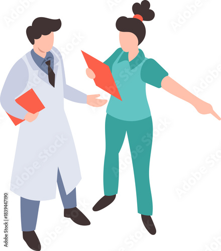 Medic Hospitality Doctor Nurse Healthcare at Hospital Medical Staff Isometric