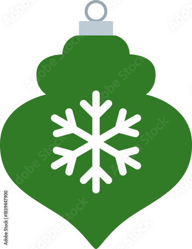 Christmas tree ornament ball with snowflake pattern flat vector illustration isolated.
Transparent background.