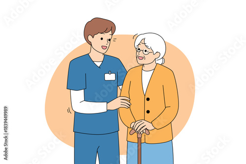 Dedicated nurse offers empathetic support in medical corridor environment