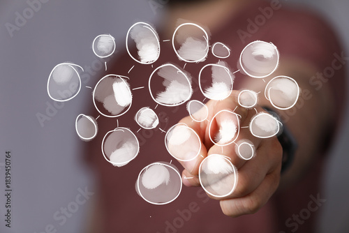 Human hand interacts with a...