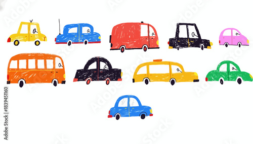 Collection of Colorful Cartoon Vehicles in Various Styles