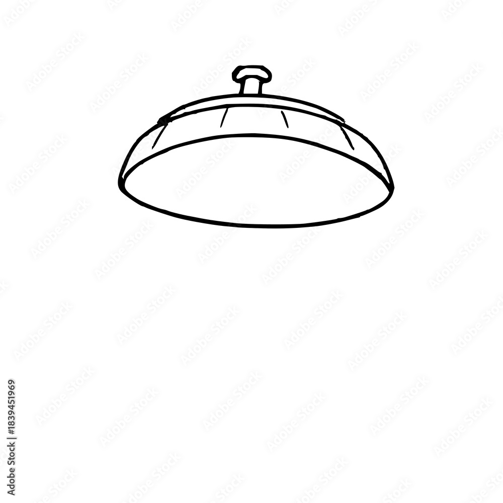 Obraz premium Black line art shower cap on white background
