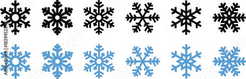 Snowflake icon set . Winter snow flakes, Cold weather symbol. Vector illustration !	
