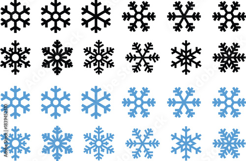 Snowflake icon set . Winter snow flakes, Cold weather symbol. Vector illustration !	