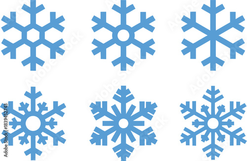 Snowflake icon set . Winter snow flakes, Cold weather symbol. Vector illustration !	
