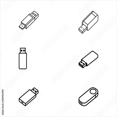 A Portable Digital Pen Drive Icon Symbol, Showcasing File Transfer and Backup in a Flat Design Minimalist Vector for Business Technology Success Storage Solution Interface.