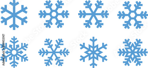 Snowflake icon set . Winter snow flakes, Cold weather symbol. Vector illustration !	