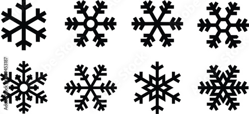 Snowflake icon set . Winter snow flakes, Cold weather symbol. Vector illustration !	